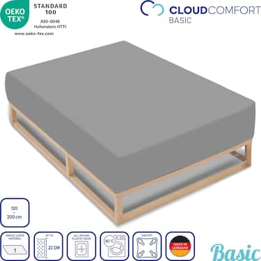 Lot économique 4 couleurs CloudComfort Basic drap-housse jersey stretch blanc/gris argenté/gris foncé/noir 120 x 200 cm (4 pièces)