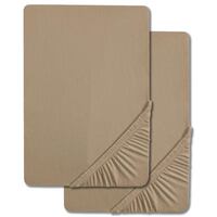 Linge de lit en coton Castell Jersey, couleur taupe, 90 x 190 - 100 x 200 cm, lot de deux