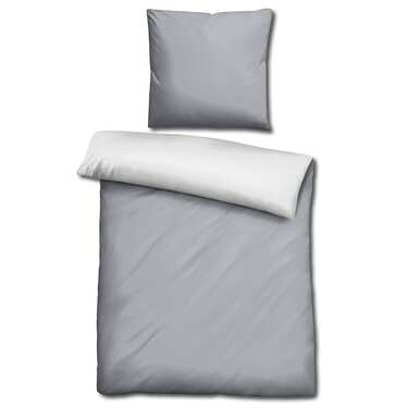Lot de 2 draps réversibles Sleezzz® Renforcé gris clair/blanc 135 x 200 + 80 x 80 cm