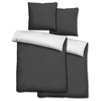 Lot de 2 draps réversibles Sleezzz® Renforcé gris foncé/blanc 135 x 200 + 80 x 80 cm