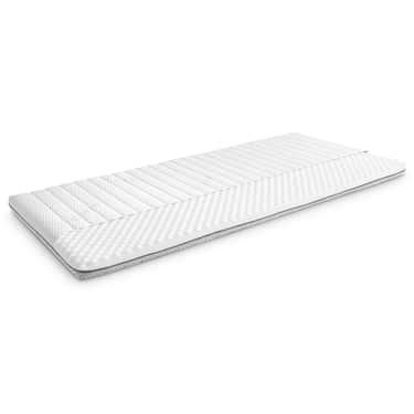 Topper en mousse froide Supportho Premium Topper 80 x 200 cm H3, hauteur 9 cm, degré de fermeté H3 avec housse antibactérienne + oreiller CloudComfort Basic Gel-Flocken 40 x 80 cm