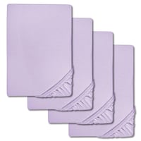 Draps-housses en jersey interlock microfibre lilas 90 x 190 - 100 x 200 cm 180 x 200 - 200 x 200 cm en pack de 4