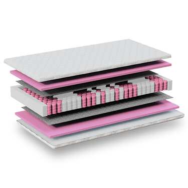 Matelas ergonomique 7 zones à ressorts ensachés Sleezzz Diamond T1000 100 x 200 cm, hauteur 23 cm, degré de fermeté H2/H3, 1000 ressorts/2m².
