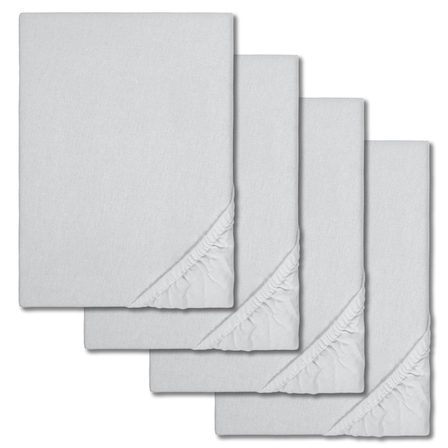 Sada 4 prostěradel se zimním fleecem stříbrně šedá 140 x 190 - 160 x 200 cm