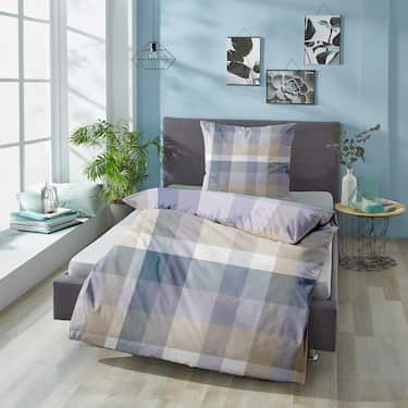 CloudComfort Basic mikrofiber sänglinne rutigt 135 x 200 + 80 x 80 cm