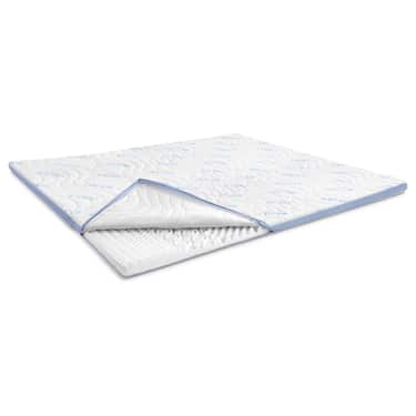Surmatelas en mousse froide CloudComfort Cool 160 x 200 cm H2/H3, hauteur 7 cm, degré de fermeté H2/H3, surmatelas 7 zones avec face été et face hiver + oreiller Sleezzz® Cool à effet rafraîchissant