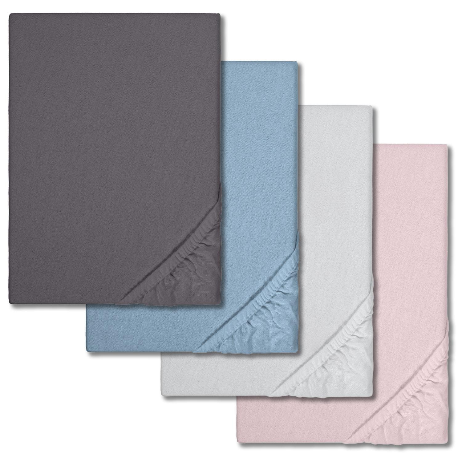 Ekonomické balení 4 barevná prostěradla zimní fleece 180 x 190 - 200 x 200 cm