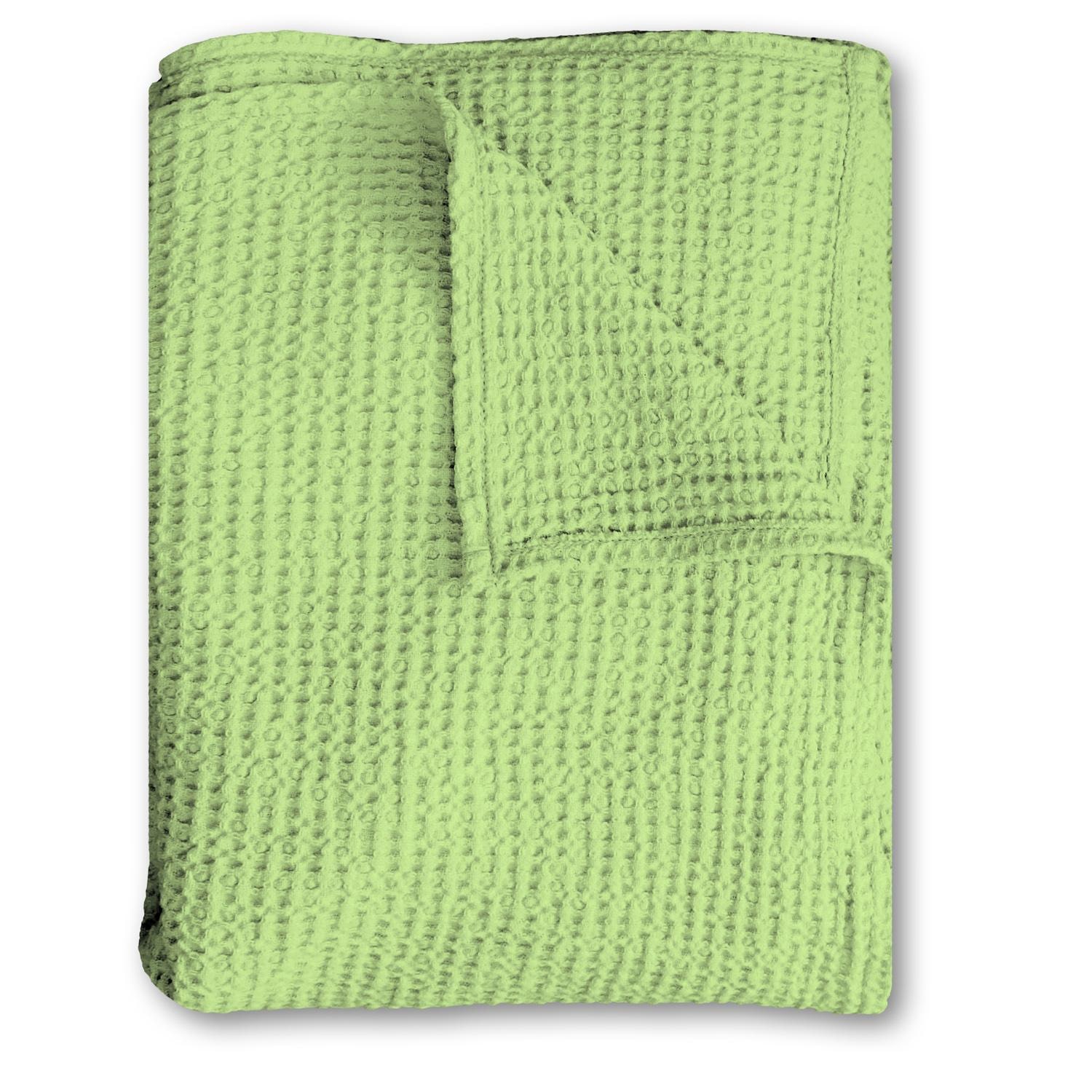 Kokvilnas vafeļu pikē sega gaiši zaļa 130 x 180 cm