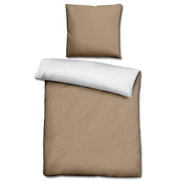 Lot de 2 draps en Renforcé Sleezzz® réversibles moka/blanc 135 x 200 + 80 x 80 cm