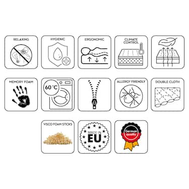 Genouillère et traversin Visco Aloe Vera avec mousse à mémoire de forme 40 x 15 cm