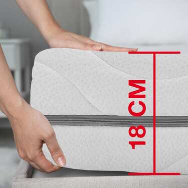 Matelas viscoélastique 7 zones Sleezzz Smart 80 x 200 cm, hauteur 18 cm, niveau de fermeté H3 avec mousse Air Memory + couverture douillette Sleezzz® Smart 150 x 200 cm