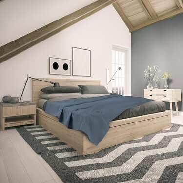 Couverture en coton piqué gaufré bleu 150 x 200 cm