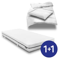 Matelas à ressorts ensachés Sleezzz Superior 90 x 200 cm, hauteur 18 cm, degré de fermeté H3 + CloudComfort Basic set de lit en microfibre 135 x 200 cm + 80 x 80 cm