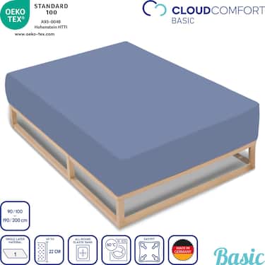 Lot de 4 draps-houssesCloudComfort Basic Jersey stretch bleu 180 x 190 - 200 x 200 cm (4 pièces)
