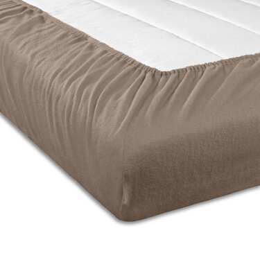 Linge de lit en coton Castell Jersey, couleur taupe, 90 x 190 - 100 x 200 cm, lot de deux