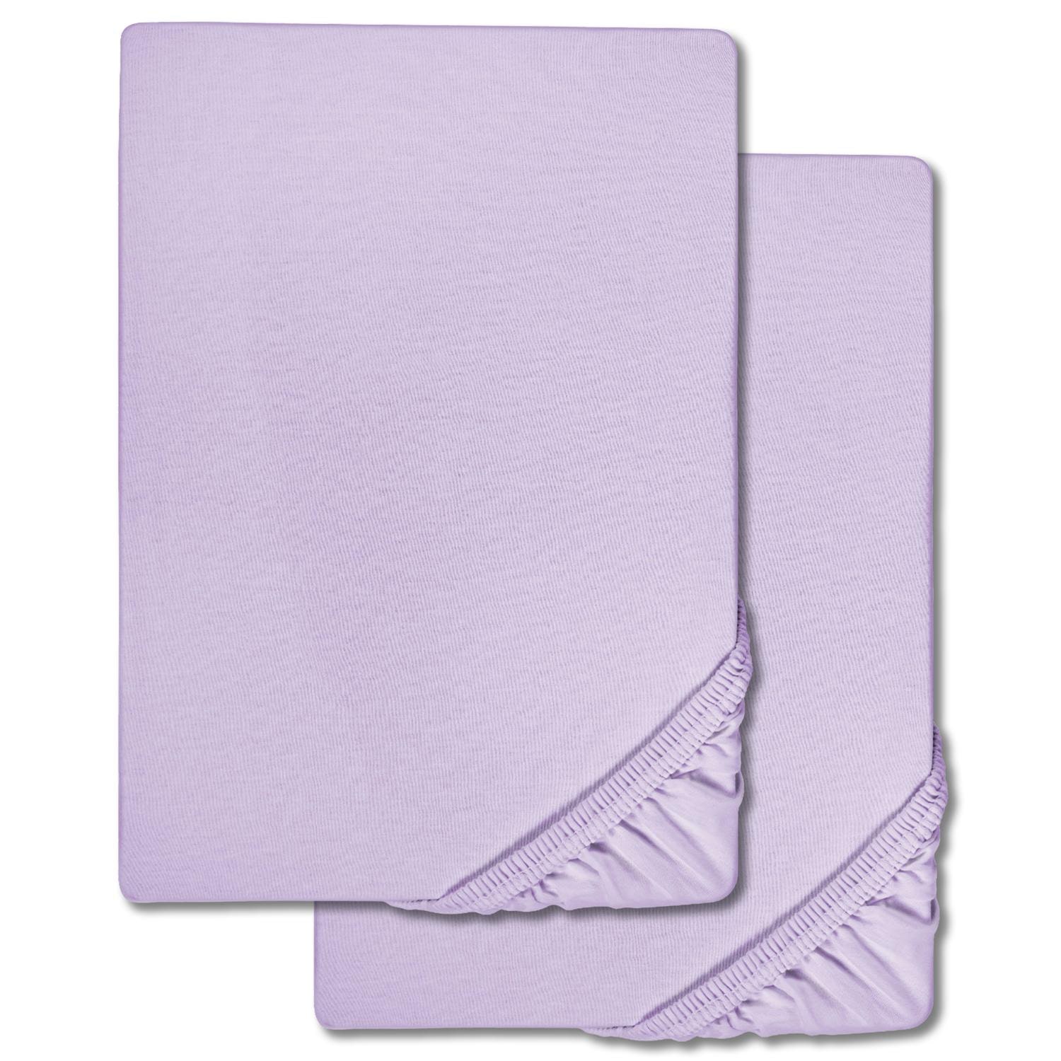 Lot de deux draps-housses lilas 180 x 190 - 200 x 200 cm Lot de deux draps-housses lilas 180 x 190 - 200 x 200 cm