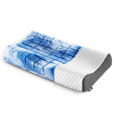 7 zonu viskoelastiskais matracis Sleezzz Smart 120 x 200 cm, augstums 18 cm, cietības līmenis H3 ar gaisa atmiņas putām + Sleezzz Premium ortopēdiskais spilvens ar želejas efektu 32 x 60 cm.