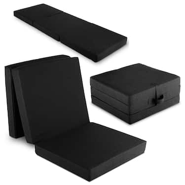CloudComfort Premium Matelas pliant 70 x 195 cm noir , 10 cm d'épaisseur recouvert de tissu d'ameublement