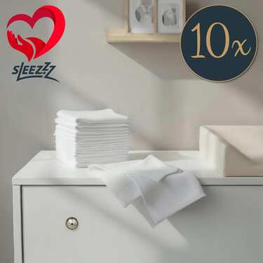 Lot de 10 couches en mousseline blanches de 70 x 70 cm, 100 % coton