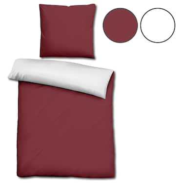 Lot de deux draps réversibles Sleezzz® Renforcé rouge foncé/blanc 135 x 200 + 80 x 80 cm
