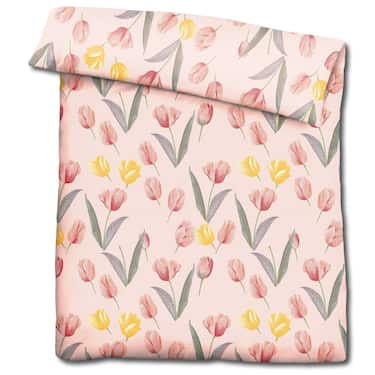 CloudComfort Basic microfibre linge de lit tulipes 135 x 200 + 80 x 80 cm
