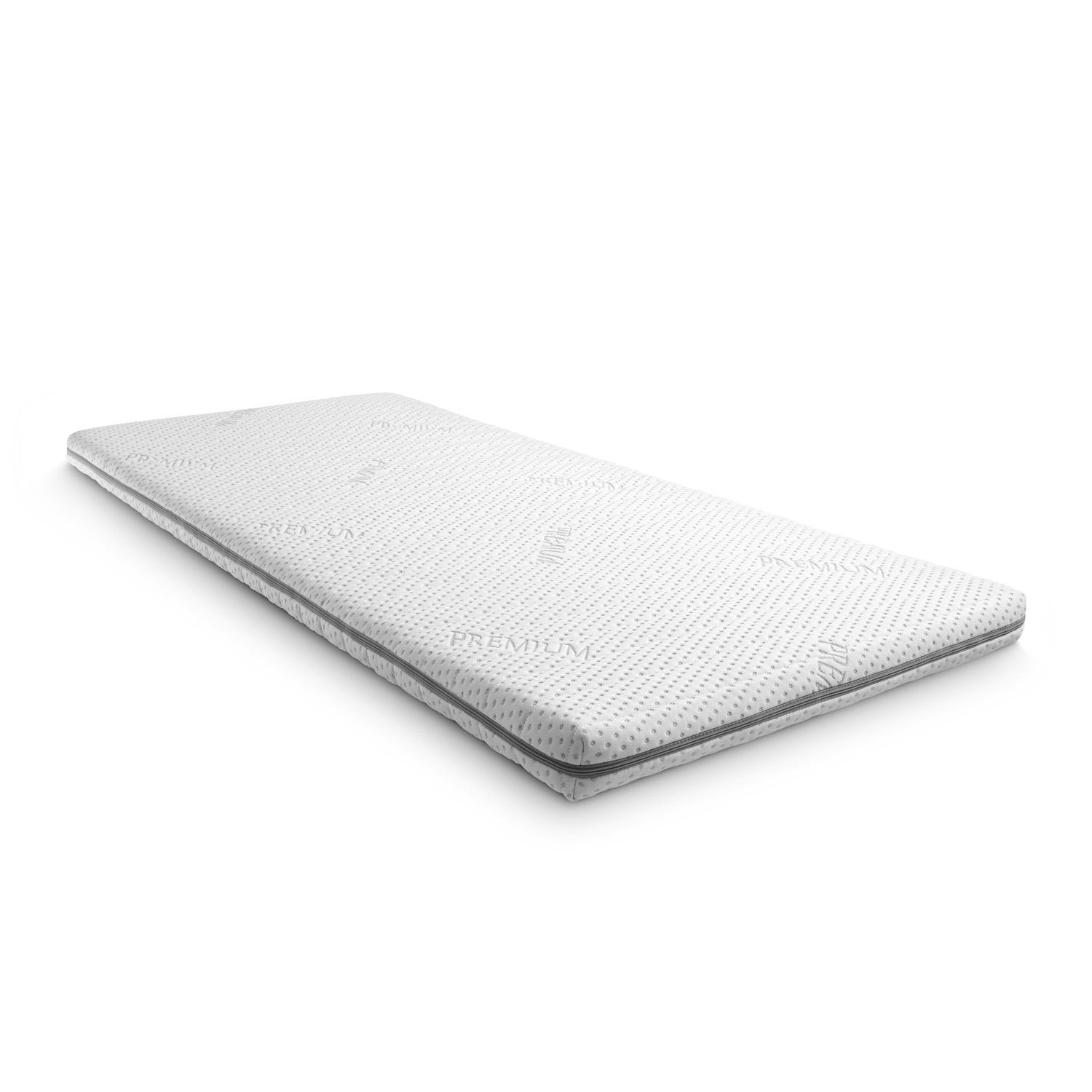 Topper en mousse froide Supportho Premium Topper 90 x 200 cm H3, hauteur 9 cm, degré de fermeté H3 avec housse antibactérienne Topper en mousse froide Supportho Premium Topper 90 x 200 cm H3, hauteur 9 cm, degré de fermeté H3 avec housse antibactérienne