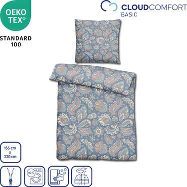 CloudComfort Basic mikrofiber-sängkläder paisley 155 x 220 + 80 x 80 cm