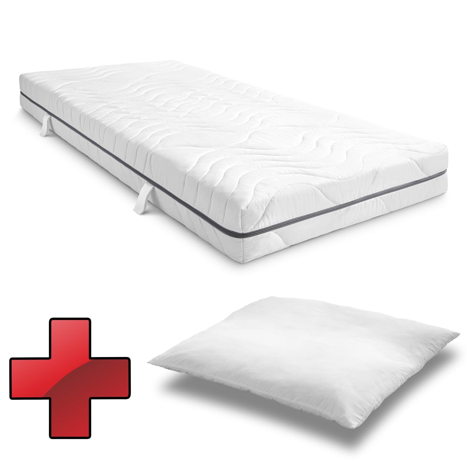 Sleezzz® Smart Matelas 90x200 cm + CloudComfort Basic Oreiller en microfibre 80 x 80 cm