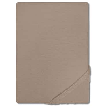 Drap-housse en coton Castell Jersey, couleur taupe, 90 x 190 - 100 x 200 cm
