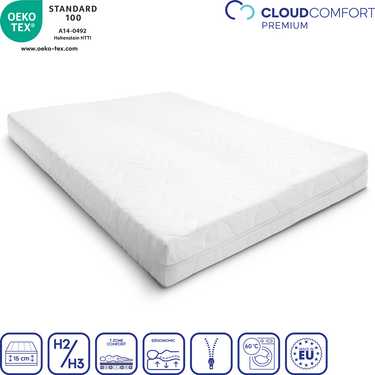 Matelas Premium 7 zones 180x200 cm CloudComfort, hauteur 15 cm, degré de fermeté H2/H3