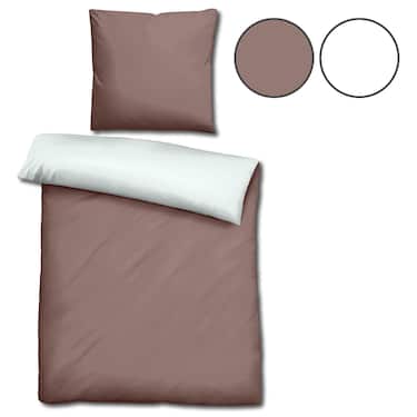 Lot de deux draps en Renforcé Sleezzz® réversibles marron clair/blanc 135 x 200 + 80 x 80 cm