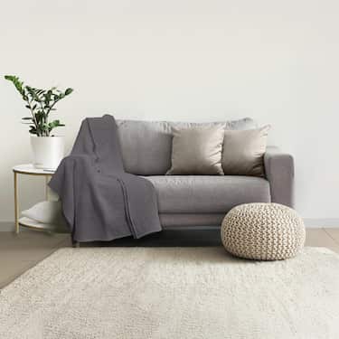 140 x 200 cm vafeļu pikē pārklājs no vieglas polikokvilnas antracīta krāsā