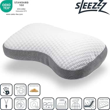 Sleezzz premium viskoelastīgs kontūrveida spilvens tauriņš 36 x 60 cm ar ādai draudzīgu dubultā auduma pārvalku