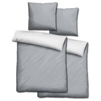 Lot de 2 draps réversibles Sleezzz® Renforcé gris clair/blanc 135 x 200 + 80 x 80 cm