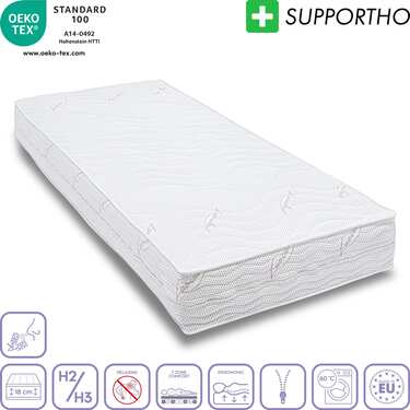 Matelas ergonomique en mousse froide Supportho Lavender 90 x 200 cm, hauteur 18 cm, degré de fermeté H2/H3
