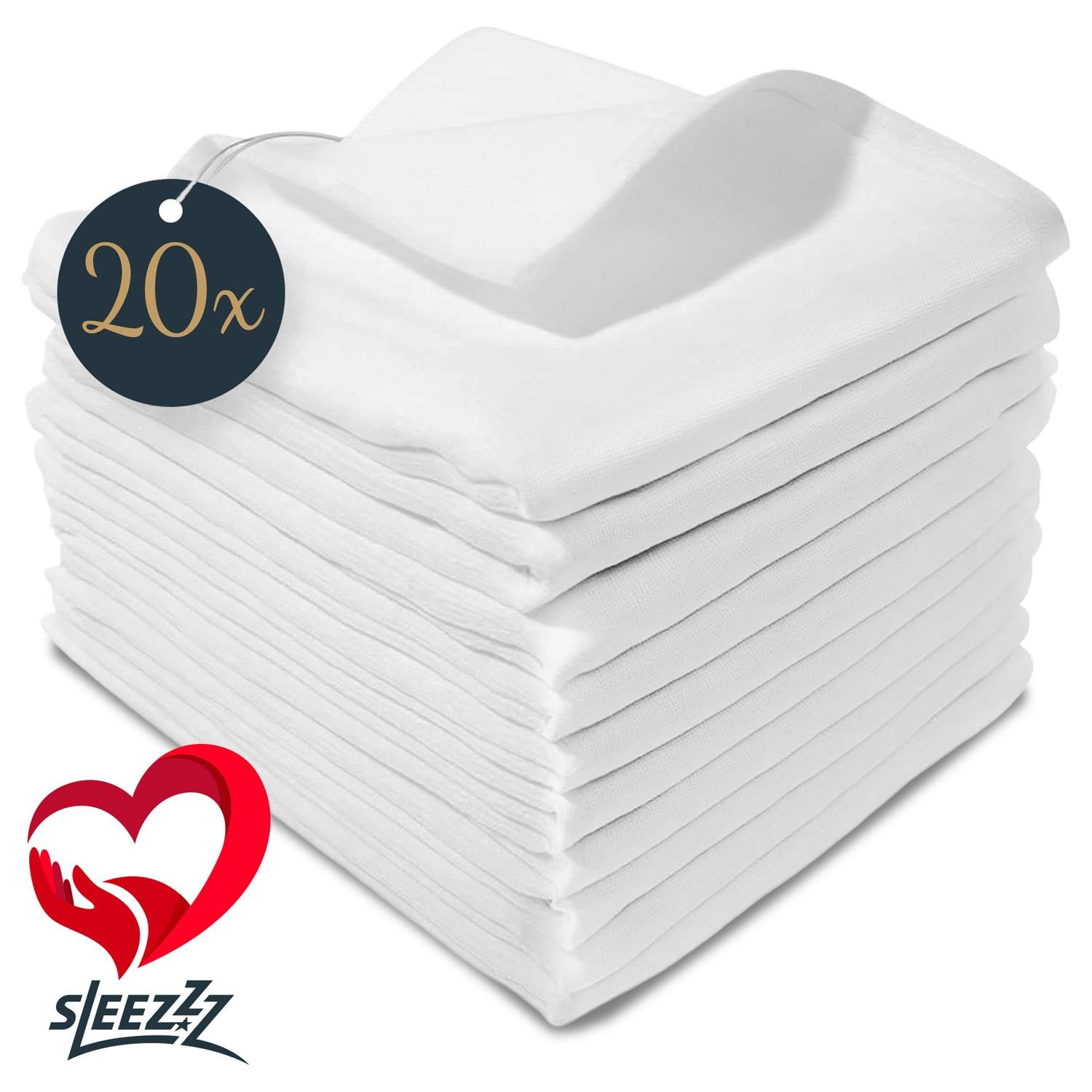 Couches en gaze Sleezzz® 70 x 70 cm, blanches, lot de 20