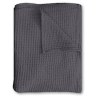 140 x 200 cm vafeļu pikē pārklājs no vieglas polikokvilnas antracīta krāsā