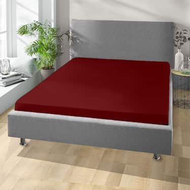 Setex REFIBRA Drap-housse en cotton fin rouge foncé 140 x 200 cm