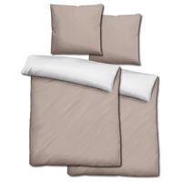 Lot de 2 parures de lit Sleezzz® Renforcé réversibles beige/blanc 135 x 200 + 80 x 80 cm