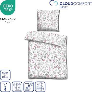 CloudComfort Basic mikrofiber sänglinne sommarblommor 135 x 200 + 80 x 80 cm