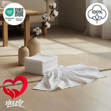 Langes en mousseline blanche de 70 x 70 cm, lot de 20, 100 % coton