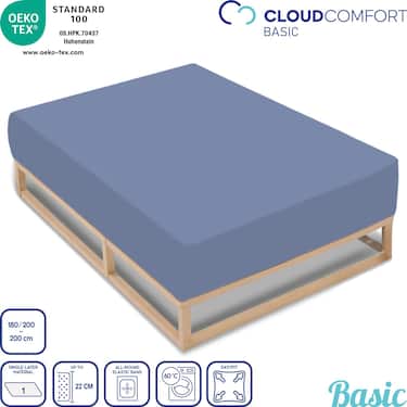 CloudComfort Basic drap-housse jersey stretch bleu 180 x 200 - 200 x 200 cm