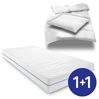 Matelas ergonomique 140x200 cm 7 zones Supportho Premium, hauteur 18 cm, degré de fermeté H2/H3 + CloudComfort Basic set de lit microfibre 135 x 200 cm + 80 x 80 cm
