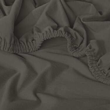 4 draps-housses en coton Castell, couleur taupe foncé, 90 x 190 - 100 x 200 cm