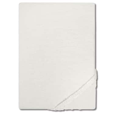 Drap-housse en coton Castell Jersey, blanc, 90 x 190 - 100 x 200 cm
