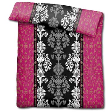 CloudComfort Basic microfibre linge de lit noir/rose 135 x 200 + 80 x 80 cm