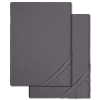 Draps-housses peluche d'hiver anthracite 90 x 190 - 100 x 200 cm pack double