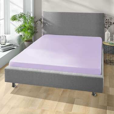 Drap-housse microfibre jersey interlock lilas 90 x 190 - 100 x 200 cm pack double