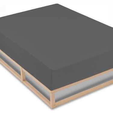 Drap-housse en coton Castell Jersey, couleur taupe foncé, 90 x 190 - 100 x 200 cm