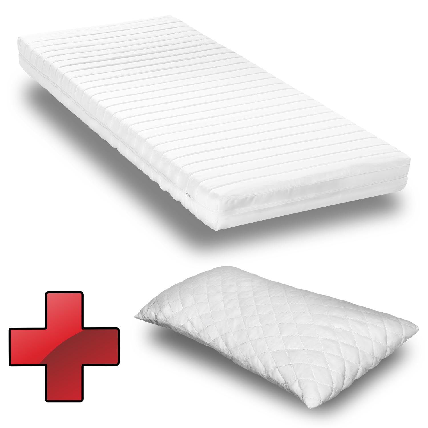 Matelas en mousse froide K16 90 x 190 cm + oreiller CloudComfort Basic en flocons de gel 40 x 80 cm Matelas en mousse froide K16 90 x 190 cm + oreiller CloudComfort Basic en flocons de gel 40 x 80 cm